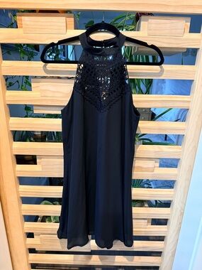 Sweetnight Black Lace Halter Dress Women’s Small Sleeveless Flowy Shift Dress